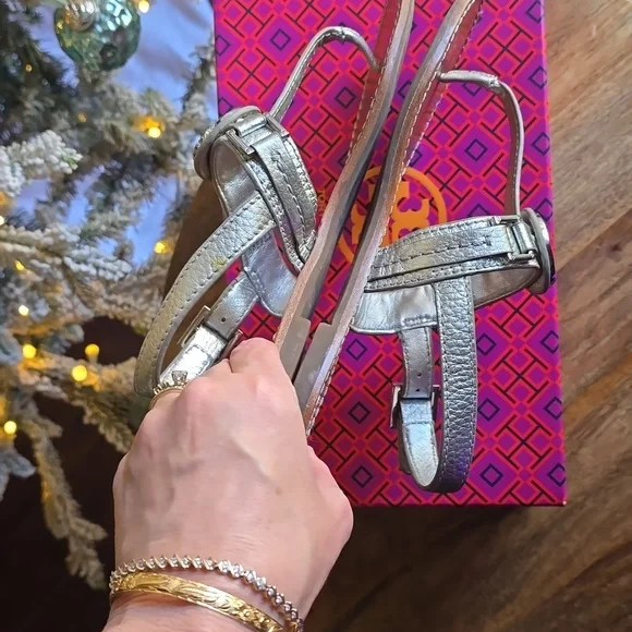Tory Burch Metallic Silver Sandals - Picture 5 of 8